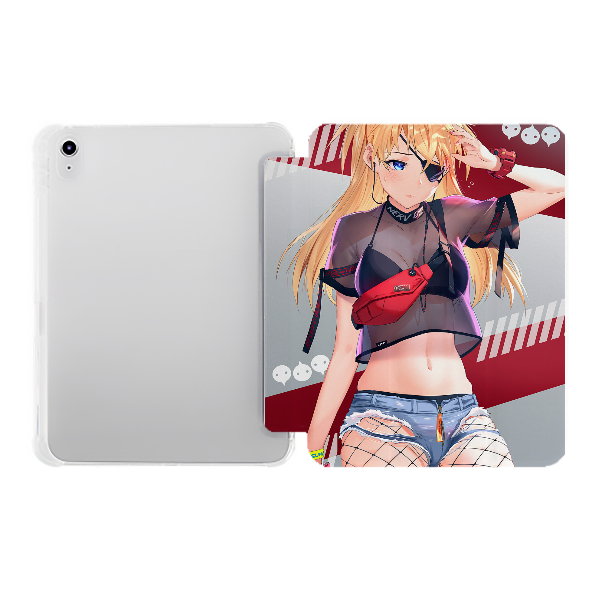 （画像用） EVA 新世紀エヴァンゲリオン IPad ケース ペン収納付き 三つ折りスタンド PUレザー×シリコン 対応機種9.5/10.5/10.9インチ